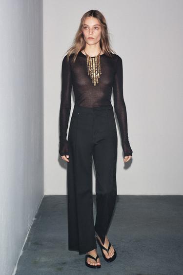 ZW COLLECTION WIDE-LEG HIGH-WAIST JEANS - Black by Zara