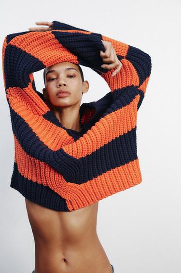 KNIT OVERSIZED SWEATER WITH STRIPES - Multicoloured by Zara