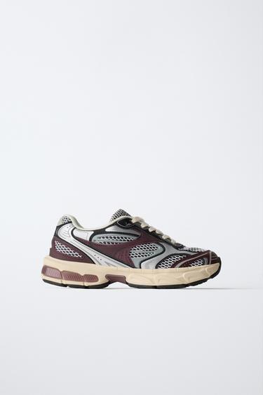 MESH SPORTS TRAINERS - Burgundy Red by Zara