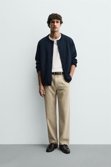 COMFORT STRAIGHT-LEG TROUSERS - Beige by Zara