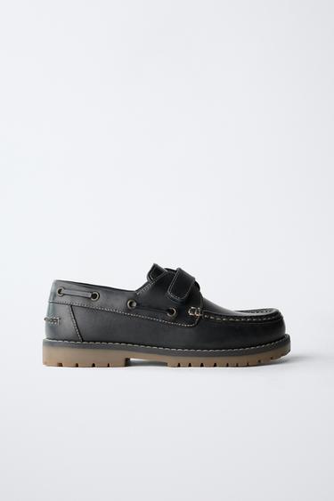 LEATHER BOAT SHOES - Navy Blue by Zara