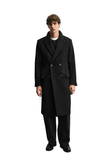 MANTECO WOOL BLEND DOUBLE-BREASTED COAT - Black by Zara