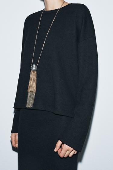 SOFT LONG SLEEVE TOP - charcoal grey by Zara