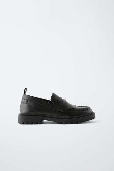 LEATHER SCHOOL SHOES - Black by Zara