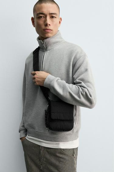 QUILTED NYLON VERTICAL CROSSBODY BAG - Black by Zara - Image 0