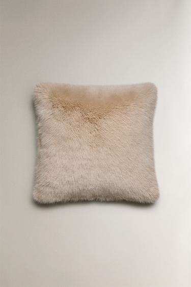 LONG PILE FAUX FUR CUSHION COVER - Ecru by Zara - Image 0