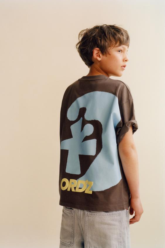 LOGO PRINT T-SHIRT - Brown by Zara - Image 0