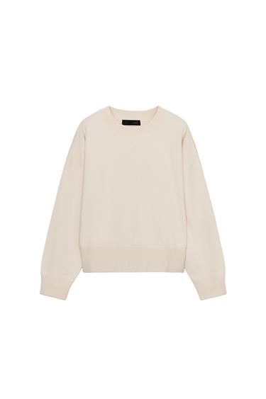 PLAIN KNIT SWEATSHIRT - Ecru by Zara