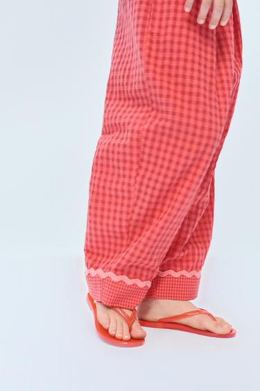 TRANSPARENT TOE-POST SLIDE SANDALS - Red by Zara