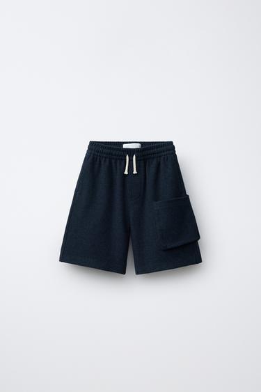 TERRY-EFFECT BERMUDA SHORTS - Navy blue by Zara
