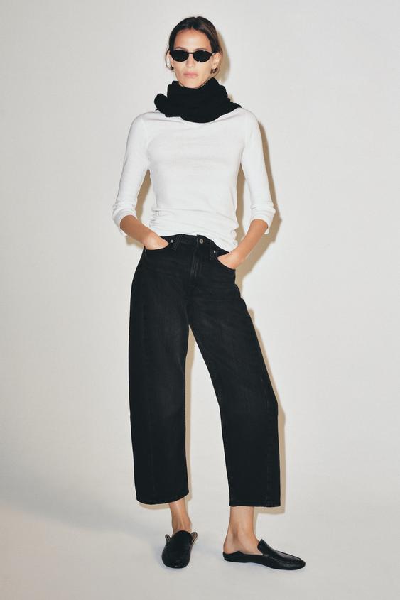 ZW COLLECTION MID-WAIST RELAXED ANKLE JEANS - Black by Zara - Image 0
