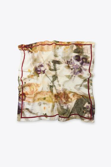 PRINTED VISCOSE SCARF - Ecru by Zara