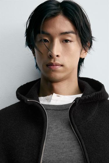 HOODED KNIT CARDIGAN - Black by Zara