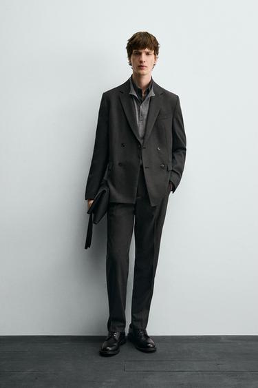 DOUBLE-BREASTED SUIT BLAZER - Anthracite Grey by Zara - Image 0