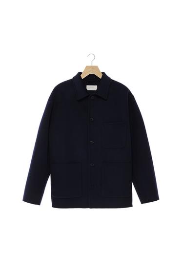 WOOL OVERSHIRT WITH POCKETS - Navy blue by Zara