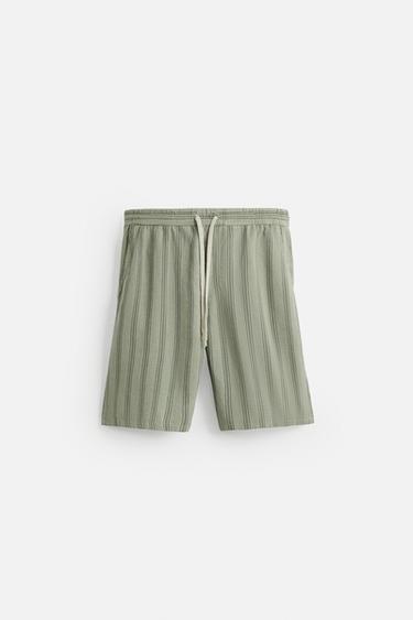 LINEN - VISCOSE BERMUDA SHORTS - Stripes by Zara