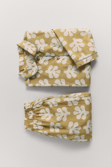 3-6 YEARS/ SHAPES PRINT SHIRT AND TROUSER PYJAMAS - Green by Zara