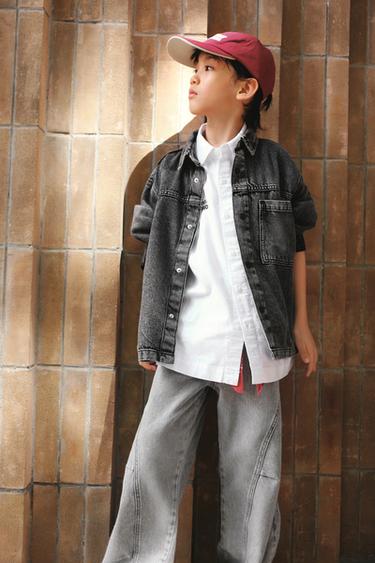 BARREL DENIM TROUSERS - Mid-grey by Zara