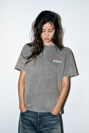 Pippi Långstrump™ FADED-EFFECT T-SHIRT - Anthracite grey by Zara