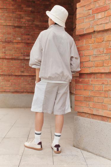NYLON COLOUR BLOCK BERMUDA SHORTS - Beige by Zara