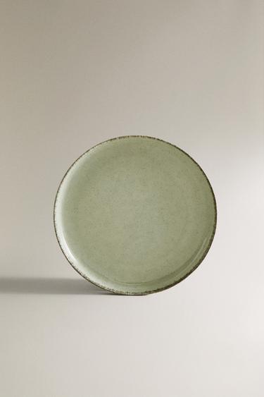 PORCELAIN DESSERT PLATE WITH ANTIQUE FINISH RIM - Sea green by Zara - Image 0