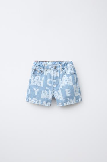 MICKEY MOUSE © DISNEY CHECKERBOARD DENIM BERMUDA SHORTS - Light blue by Zara