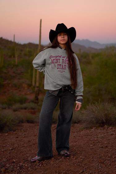COWGIRL SLOGAN SWEATSHIRT - Grey marl by Zara