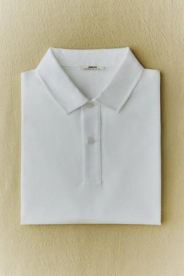 COTTON JERSEY BEACH POLO SHIRT - Oyster-white by Zara