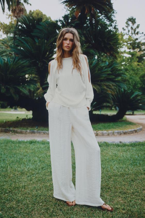 BLOUSE WITH SLEEVE VENTS - Ecru by Zara - Image 0