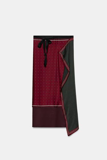100% VISCOSE PRINTED SCARF PAREO - Burgundy by Zara