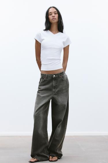 RELAXED OVERSIZE MID-WAIST JEANS - Taupe grey by Zara