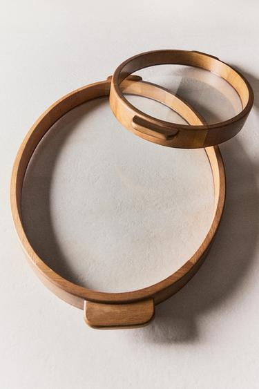 WOOD AND GLASS TRAY - Light beige by Zara