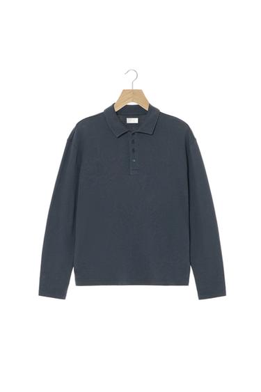 BRUSHED TEXTURED ORIGINS POLO SHIRT - Blue / Grey by Zara