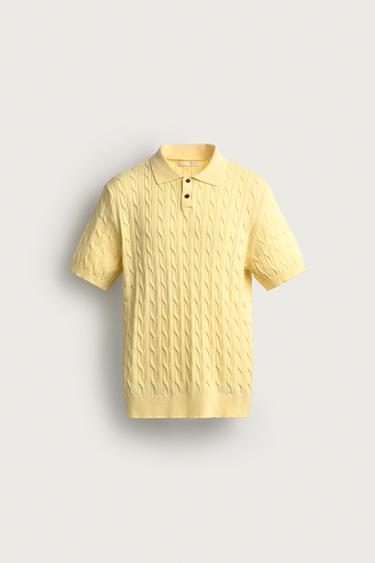 CABLE KNIT POLO SHIRT - Yellow by Zara