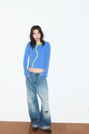 DOUBLE-BREASTED KNIT CARDIGAN - Bluish by Zara