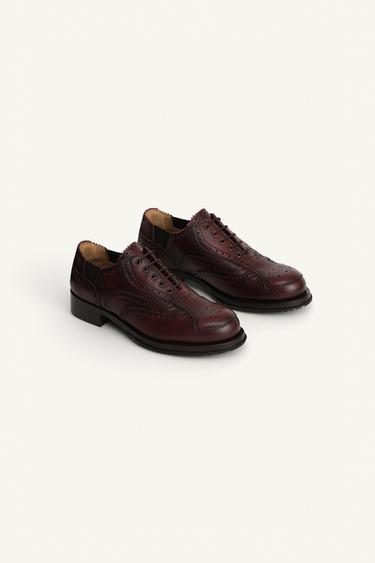 LIMITED EDITION LEATHER SHOES - Burgundy Red by Zara