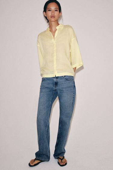 OVERSIZE FLOWING SHIRT ZW COLLECTION - Yellow by Zara