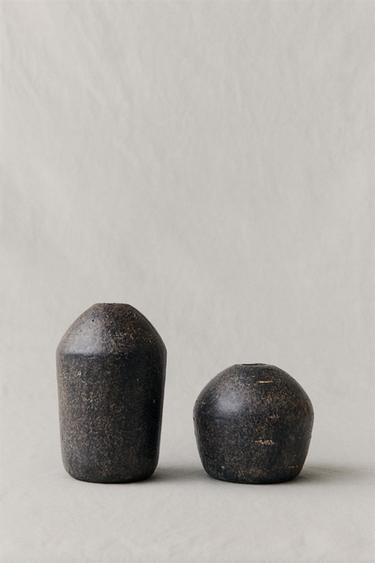 OVAL DECORATIVE CERAMIC VASE - Black by Zara