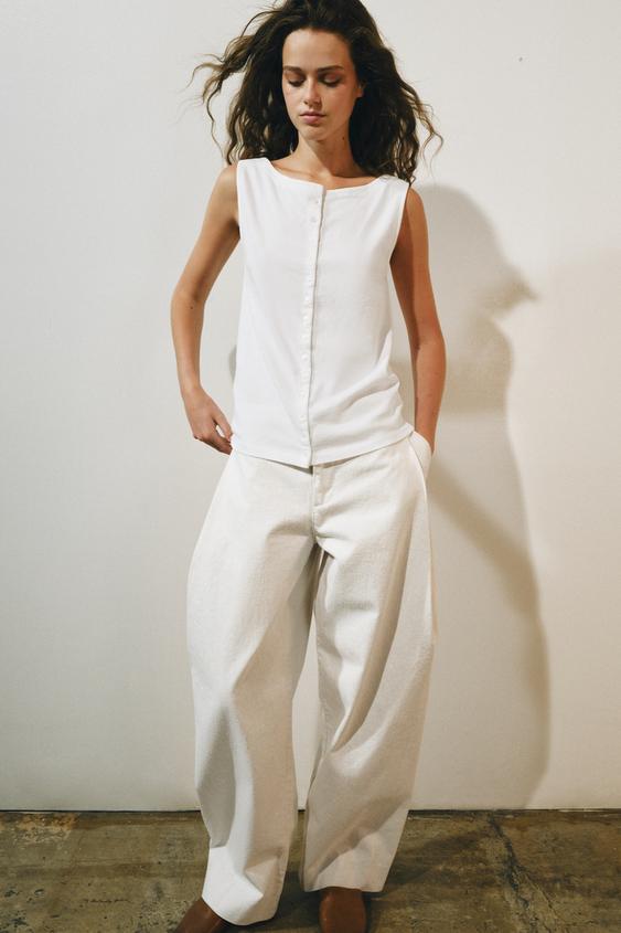 BUTTONED SLEEVELESS TOP - White by Zara - Image 0