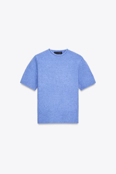 SHORT SLEEVE KNIT JUMPER - Blue by Zara