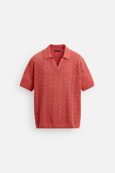 OPEN KNIT POLO SHIRT - Red by Zara