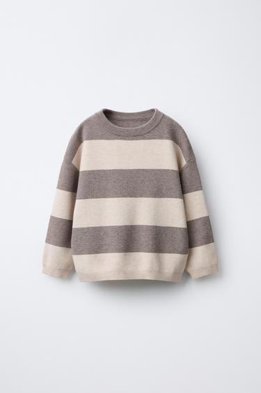 STRIPED KNIT SWEATER - Ecru / Beige by Zara - Image 0