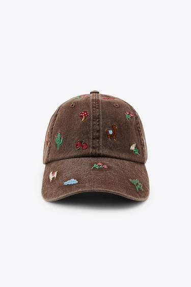 TWILL CAP WITH EMBROIDERY - Brown by Zara