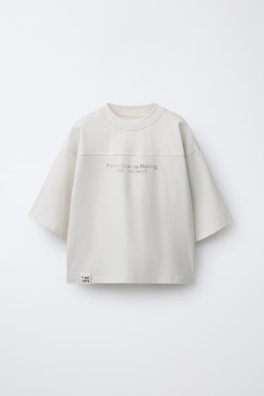 FADED-EFFECT SLOGAN T-SHIRT - Ecru by Zara