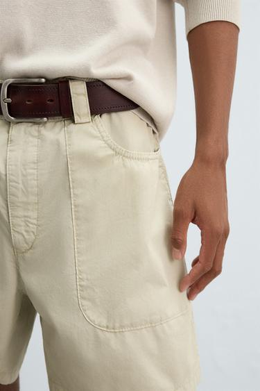 WASHED COTTON BERMUDA SHORTS - Light beige by Zara