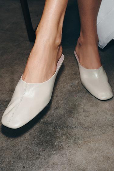 LEATHER WEDGE MULES LIMITED EDITION - Ecru White by Zara