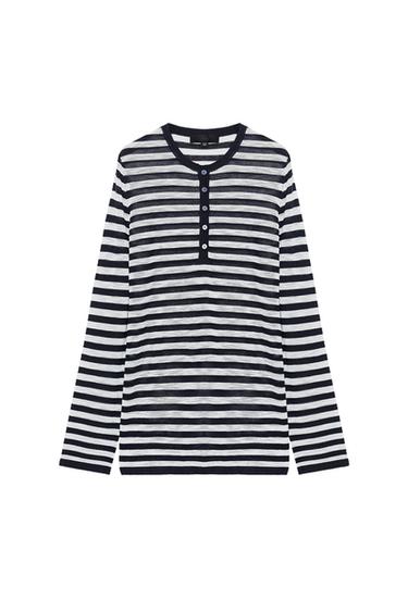 STRIPED JUMPER WITH BUTTONS - Navy / White by Zara