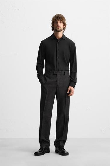 TEXTURED STRETCH SHIRT - Black by Zara - Image 0