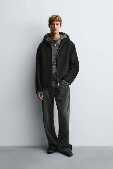 FAUX FUR HOODED OVERSHIRT - Black by Zara