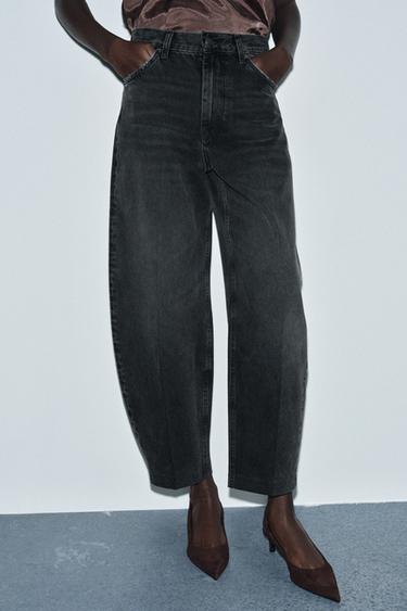 ZW COLLECTION BARREL HIGH-WAIST JEANS - Black by Zara